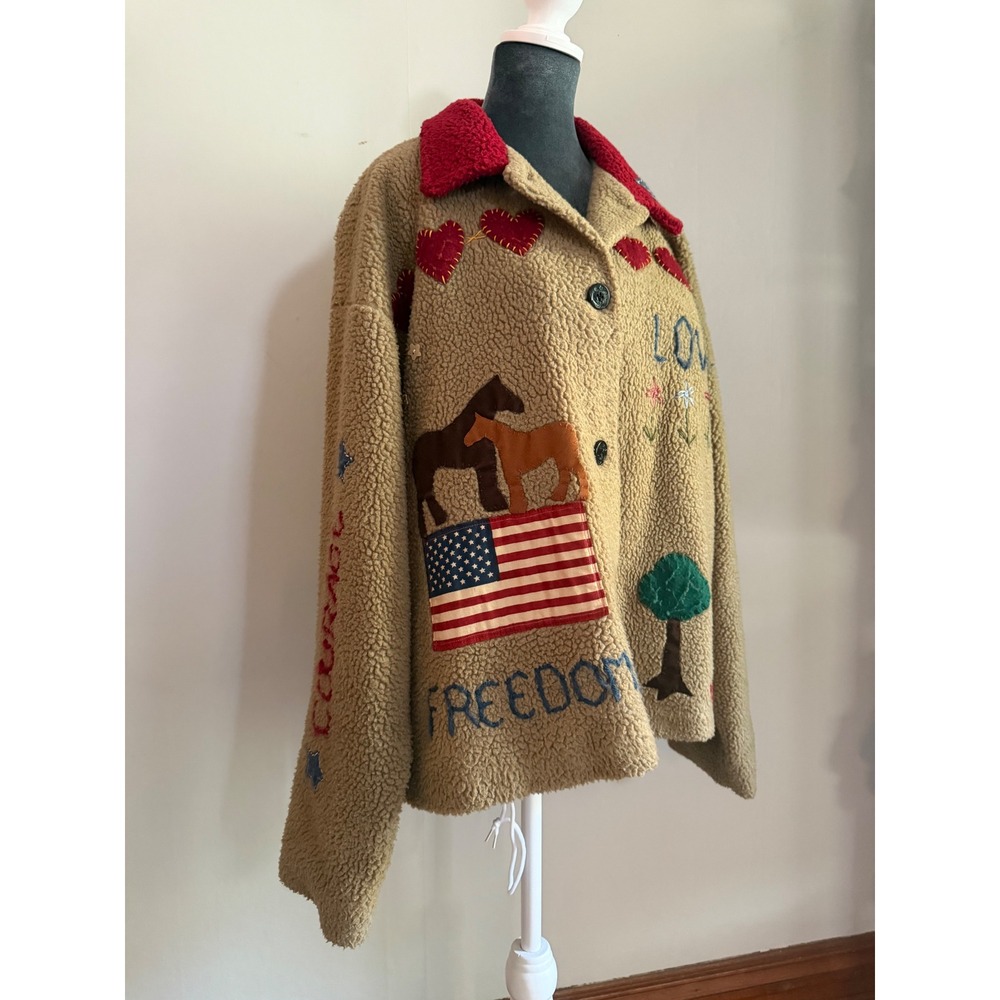 Tasha Polizzi Saddleblanket Sherpa Fleece Americana Jacket equestrian euro large
